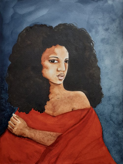 Original Watercolour Figurative Painting - 'Matriarch' by Stacey-Ann Cole