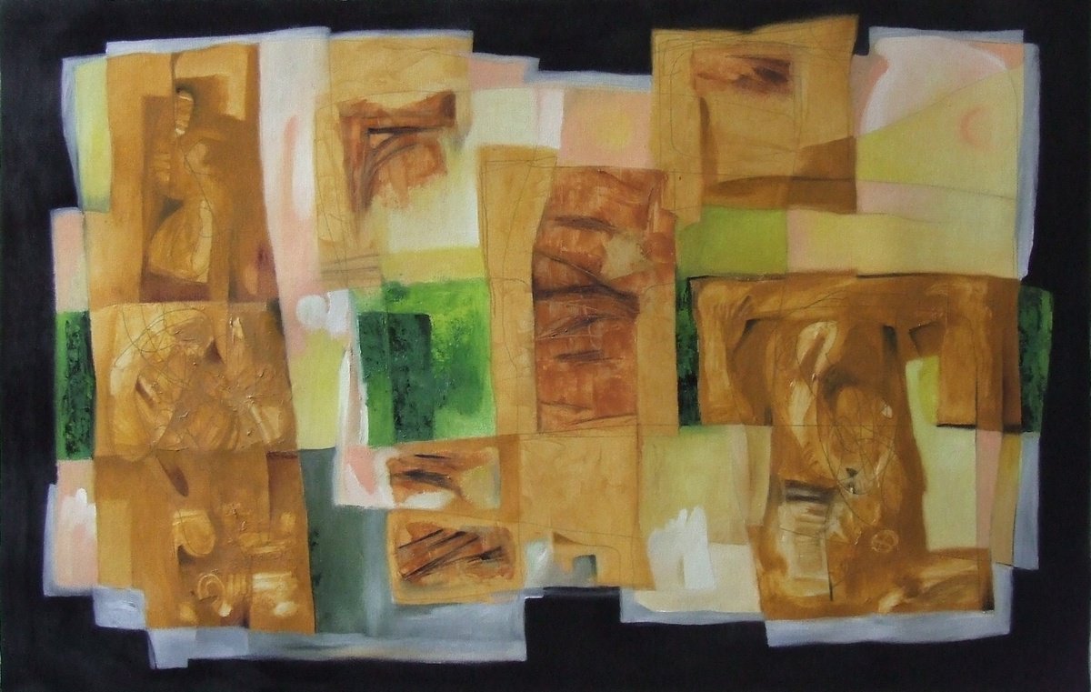 Abstract Oil Painting By Csaba Csendes, 37 X 24, Page Of The Hymnbook, Original Artwork