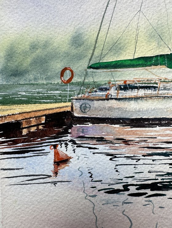 Peace. Yacht at sunset in Krakow