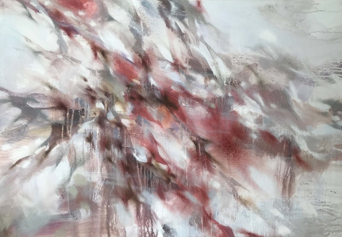 Organic Abstract Acrylic Painting By Galina Poloz, 33 X 23, Eastern Wind., Original Artwork