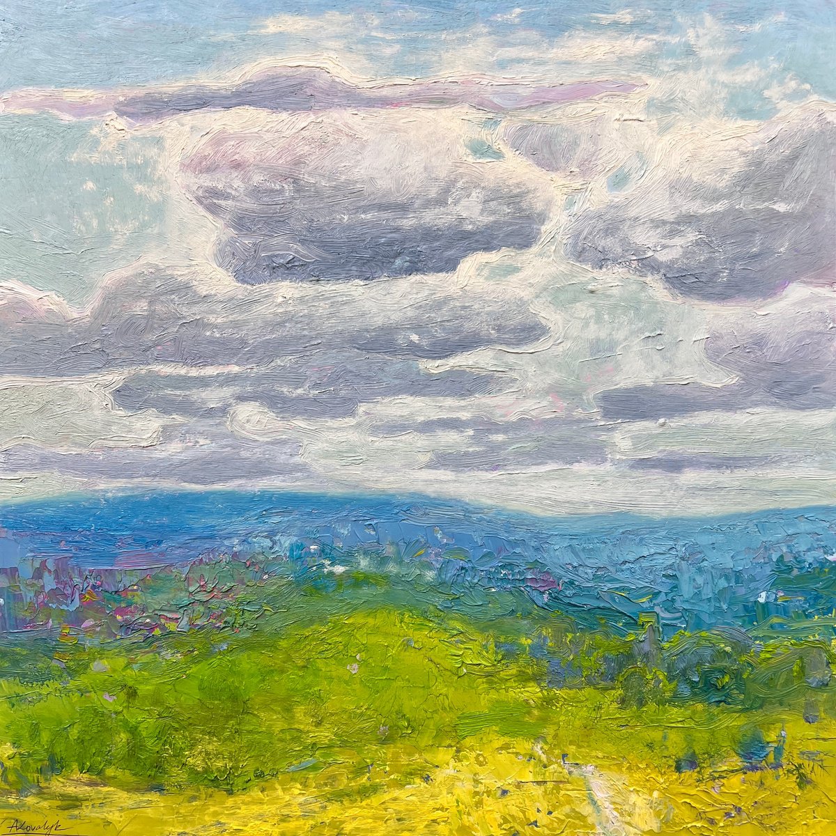 Impressionistic Landscape Oil Painting By Andrii Kovalyk, 20 X 20, The Scent Of Summer, Original Artwork