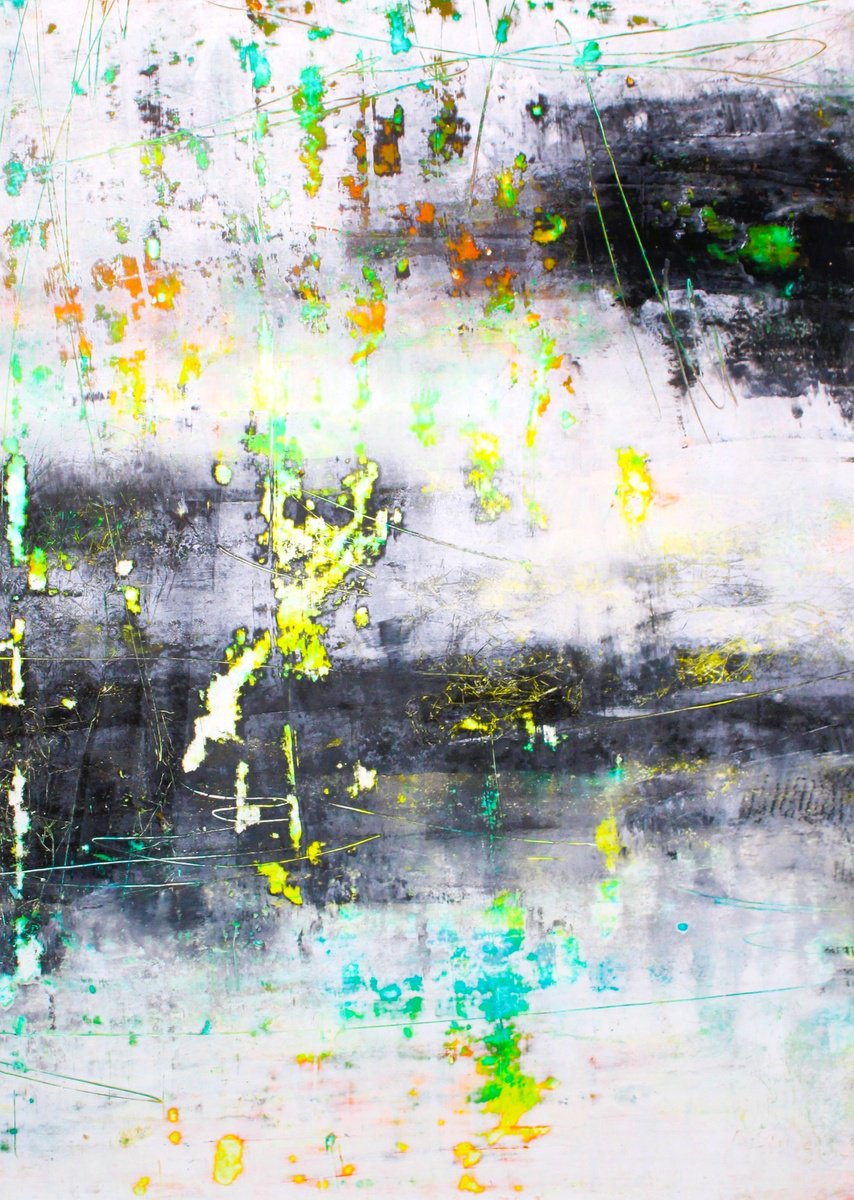 Abstract Oil Painting By Laura Spring, 16 X 22", Uncharted Territory 8, Original Artwork