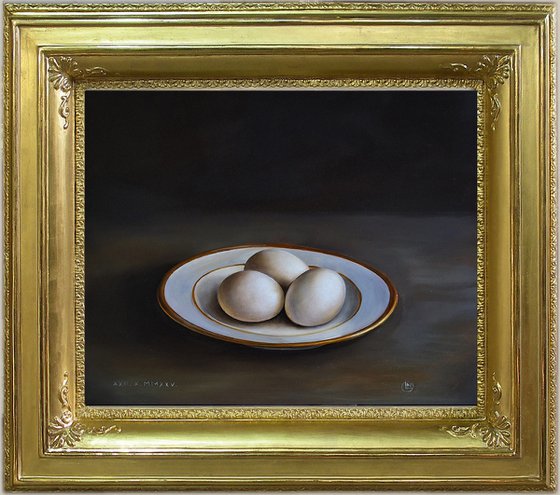 Three Eggs on Porcelain Plate