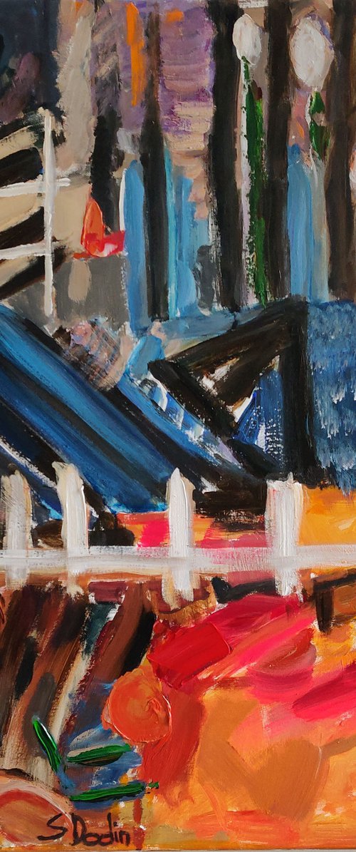 Colors Abstract Acrylic painting 100x100 by Sylvie Dodin