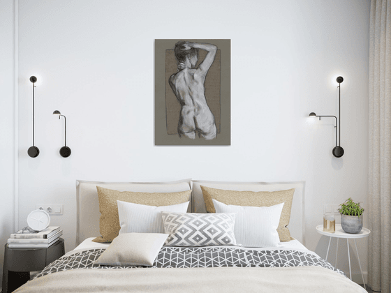 Nude charcoal. Nude drawing. Female nude. Woman nude. Lady nude.