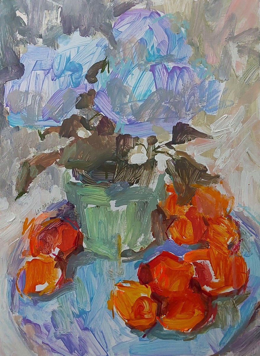 Hydrangea and apricots by Valerie Lazareva
