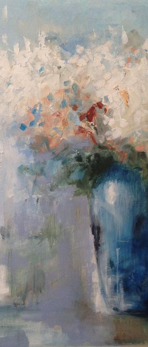 Flowers on morning light- original oil painting - 36 x 35 cm (14' x 14') by Carlo Toma