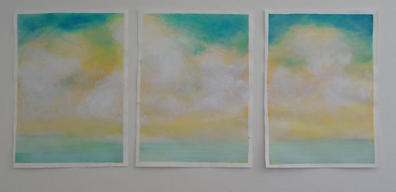 Golden Morning Skyscape Triptych