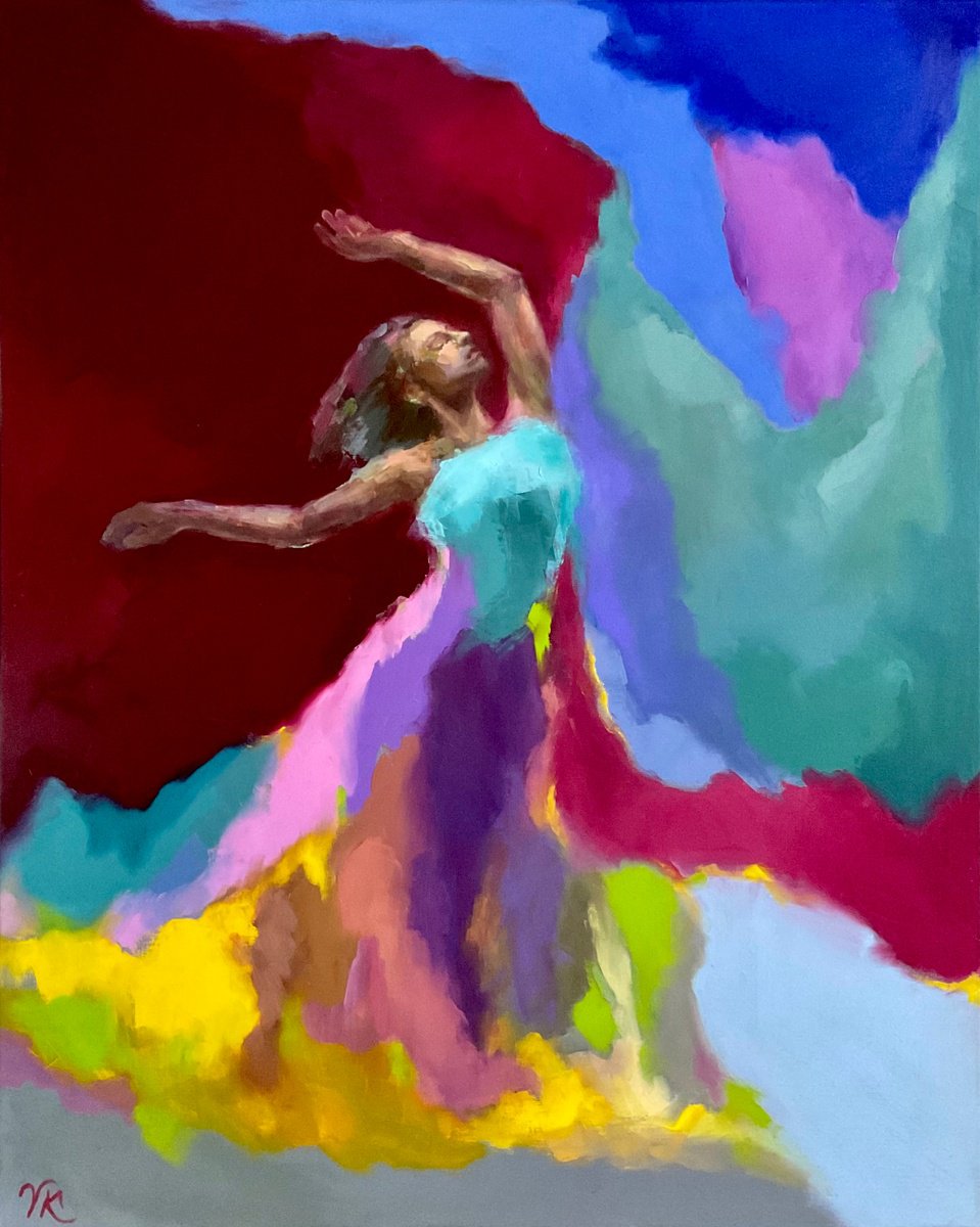 Abstract Portrait Oil Painting By Vera Klimova, 31 X 39", Plasics Of Emotuons 3, Original Artwork