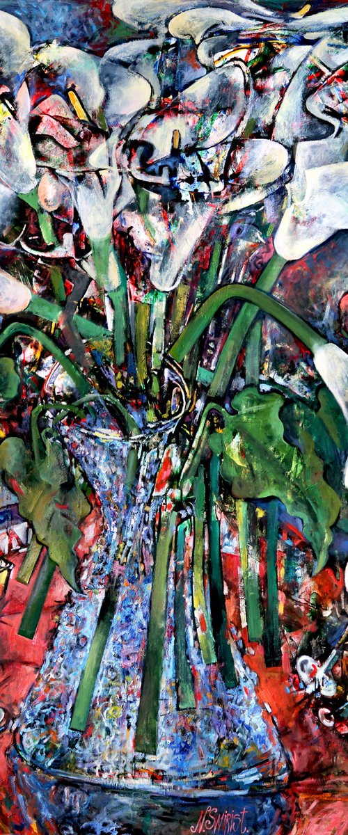 “Calla Lilies and Glasses” by Nikifor Swiristuhin