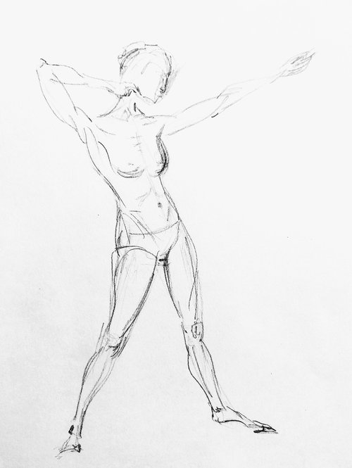 Erotic portrait of a woman. Original pencil drawing. by Yury Klyan