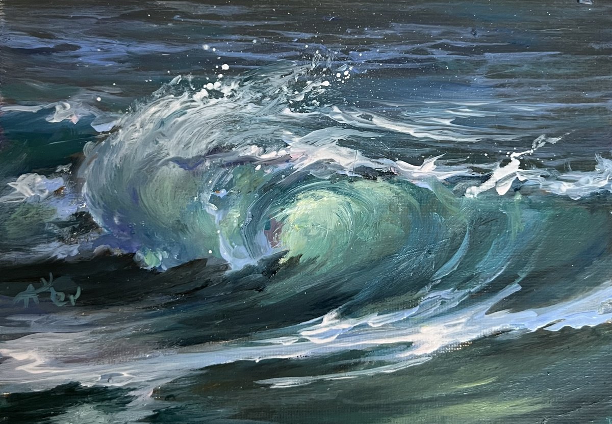 Photorealistic Landscape Oil Painting By Alesia Yeremeyeva, 11 X 9, Rolling Home, Original Artwork