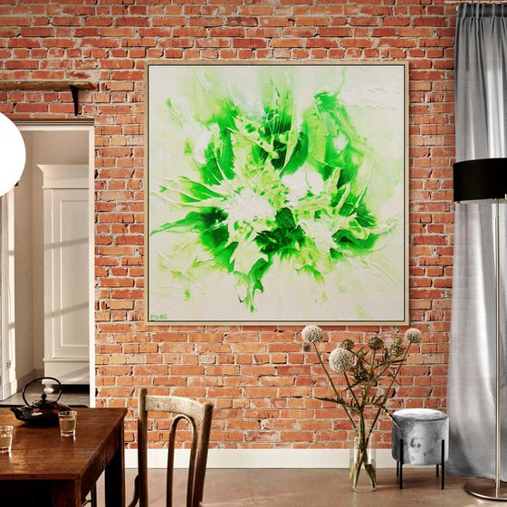 Atomic Lime 120cm x 120cm Textured Abstract Art