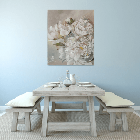 Peonies wall art, Floral Canvas - Peonies Original Art