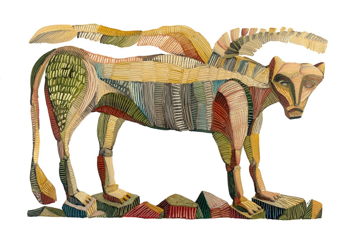 Naive Watercolour , Beast By Yuliia Dunaieva, 28 X 20, Artwork For Sale On Artfinder
