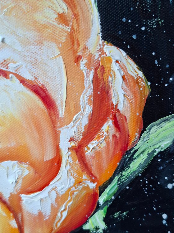 Midnight bloom, floral peonies painting