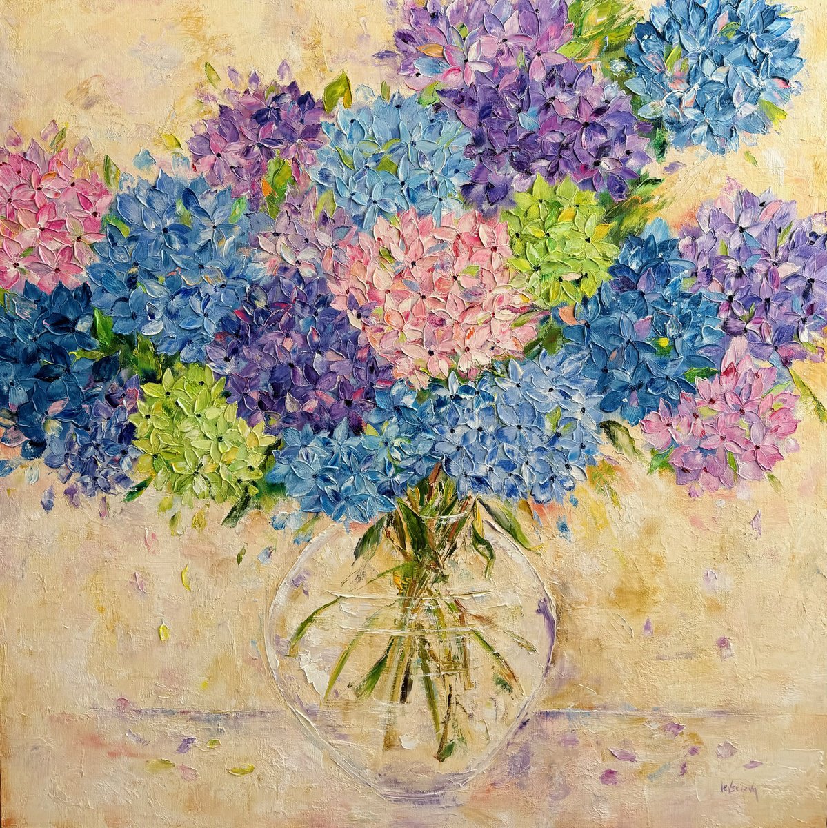 Abstract Botanical Oil Painting By Oleksandra Ievseieva, 32 X 32", The Breath Of Summer, Original Artwork