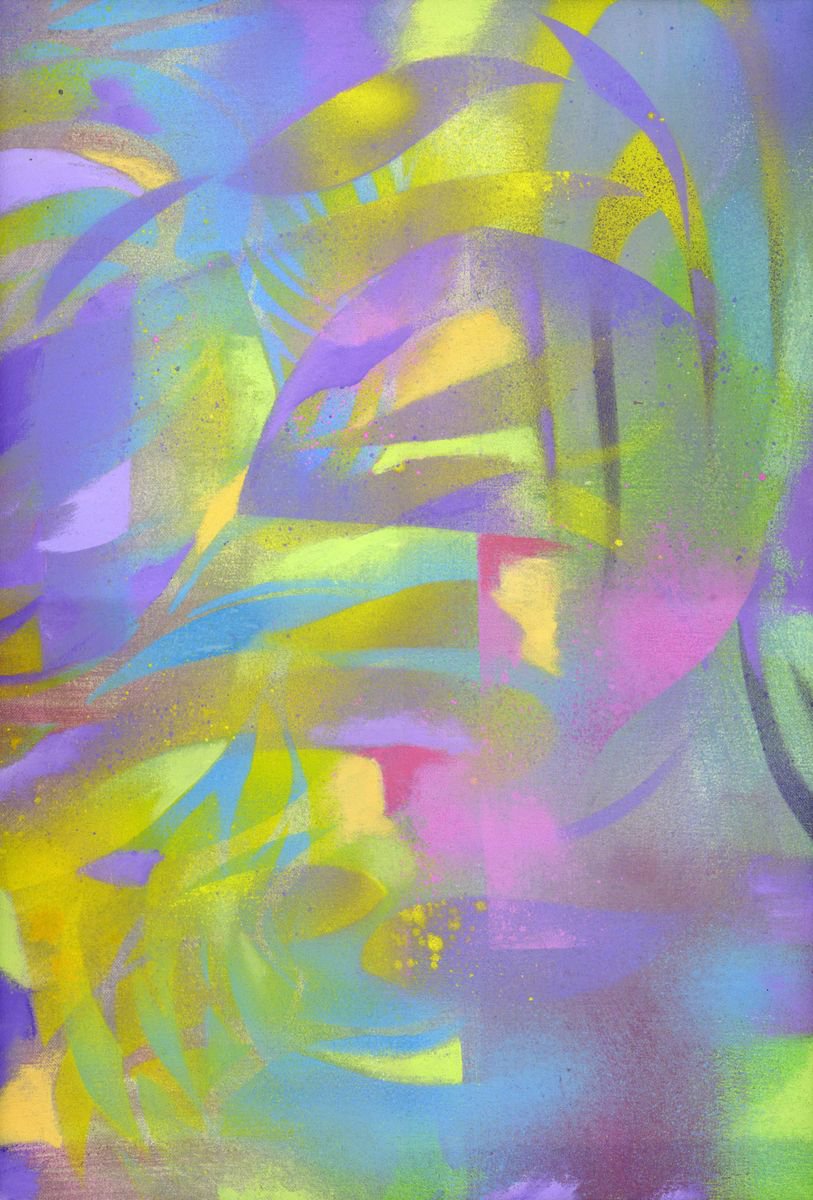 Organic Abstract Acrylic Painting By Alfred Ng, 14 X 20, Warm Brezze, Original Artwork