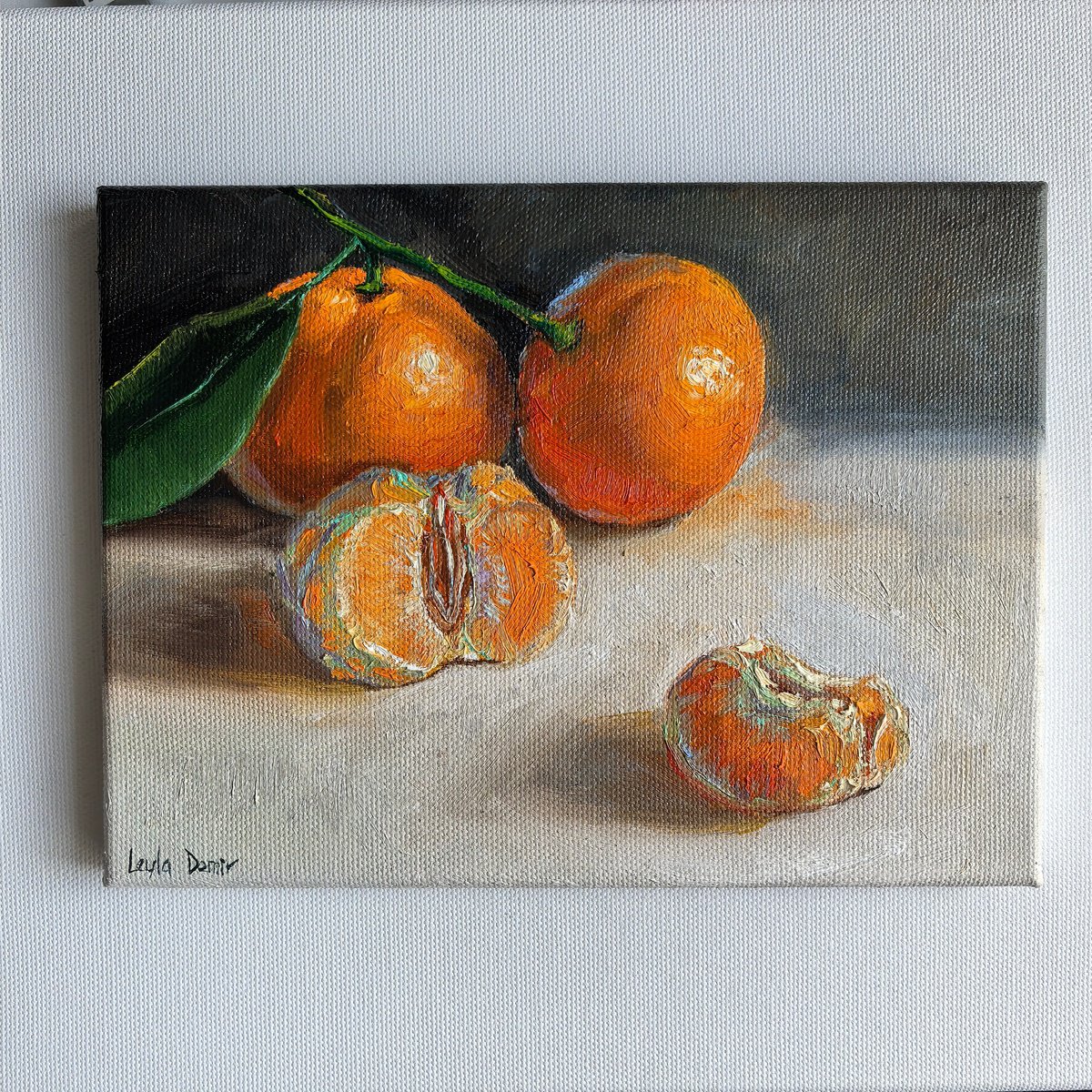 Photorealistic Still Life Oil Painting By Leyla Demir, 9 X 7", Clementine Oil Painting, Original Artwork