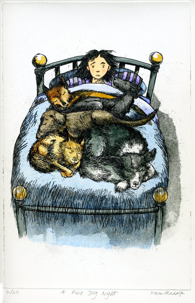 Illustrative Animal Etchings & Engravings By Kevin Maddison, 11 X 15", A Five Dog Night, Original Artwork