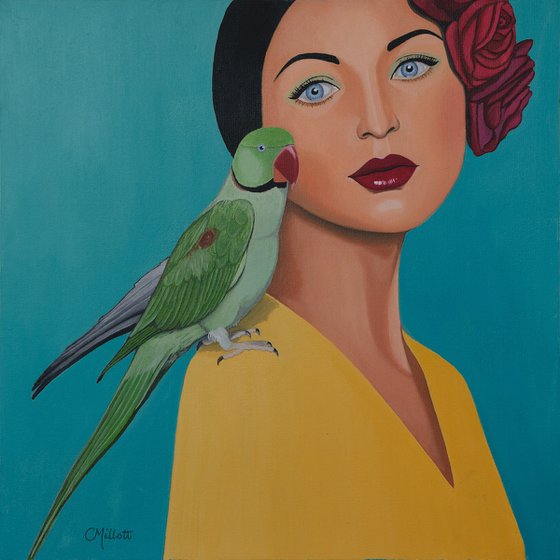 Girl with Parrot