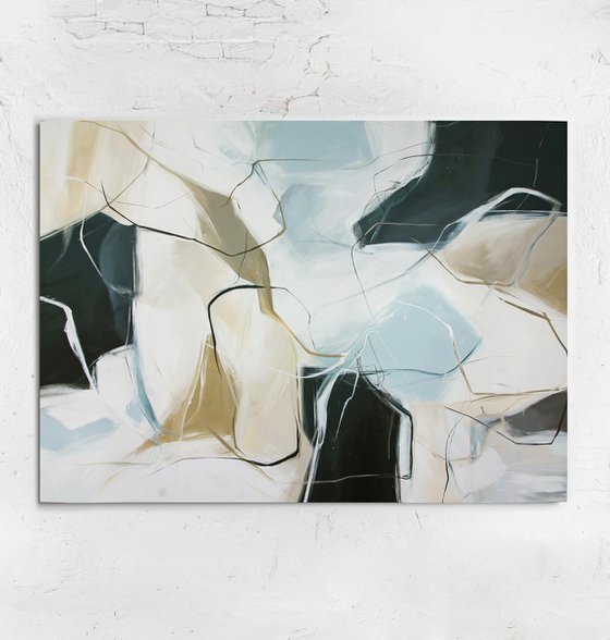 "Dream" Light blue black abstract art