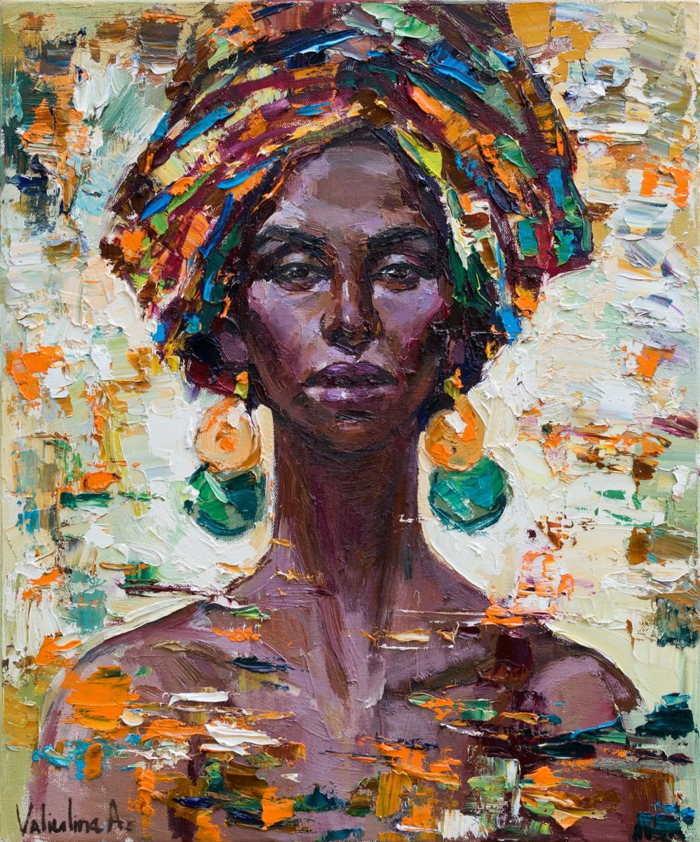 Commission for Barbara. 'African woman in green-orange' Oil painting by ...