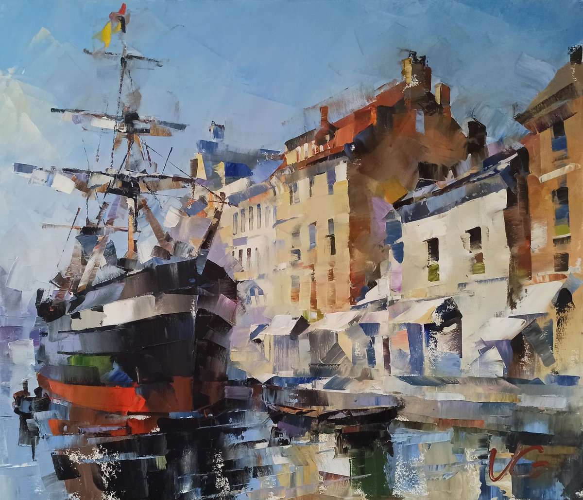 Impressionistic Landscape Oil Painting By Volodymyr Glukhomanyuk, 28 X 24", Serenity Canal, Original Artwork