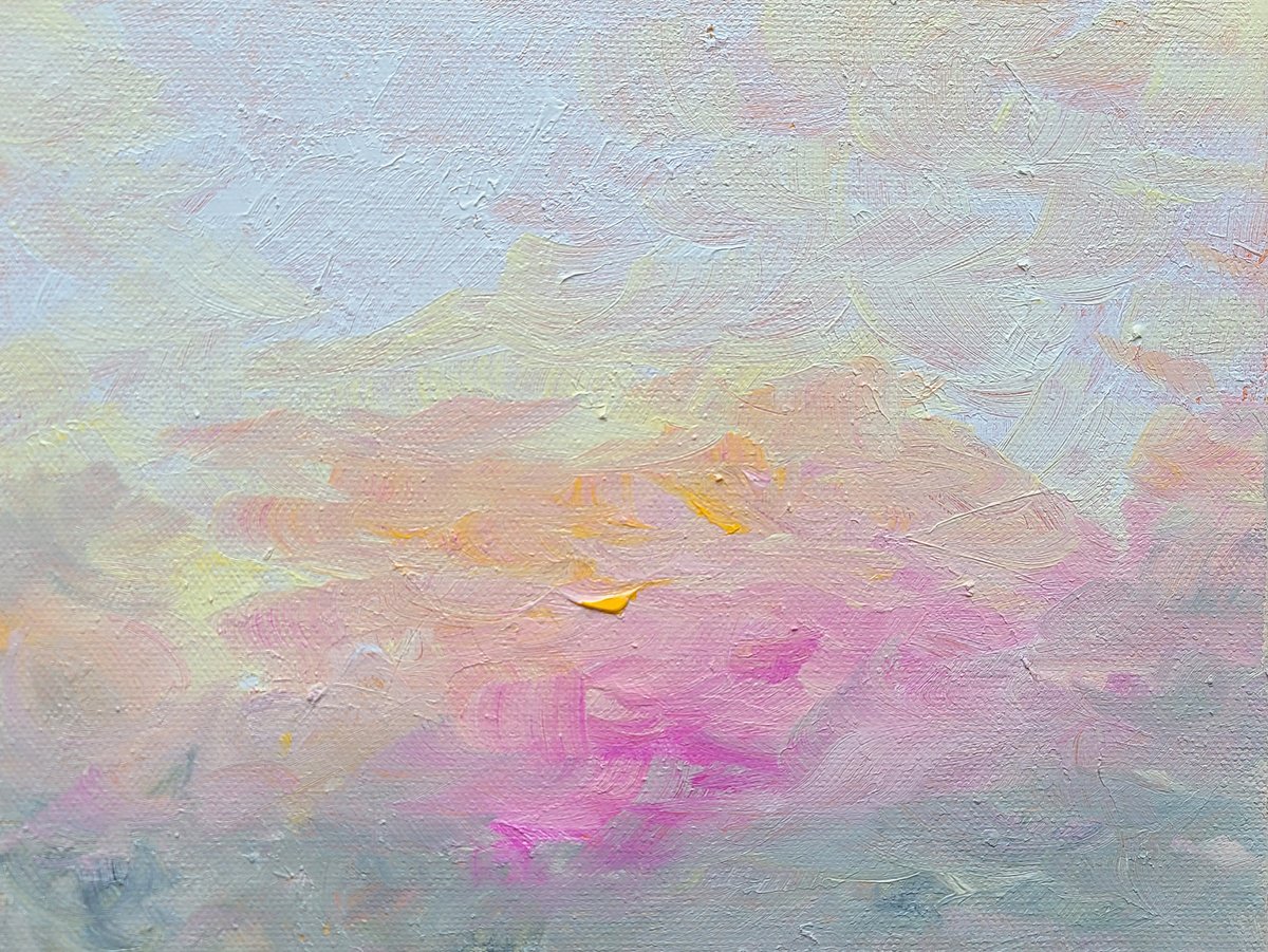 Organic Landscape Acrylic Painting By Kr Moehr, 10 X 8", Sunrise Morning, Original Artwork