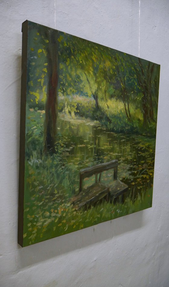 The Evening Light - sunny river summer landscape painting