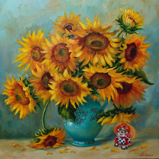 Sunflowers bouquet in a vase