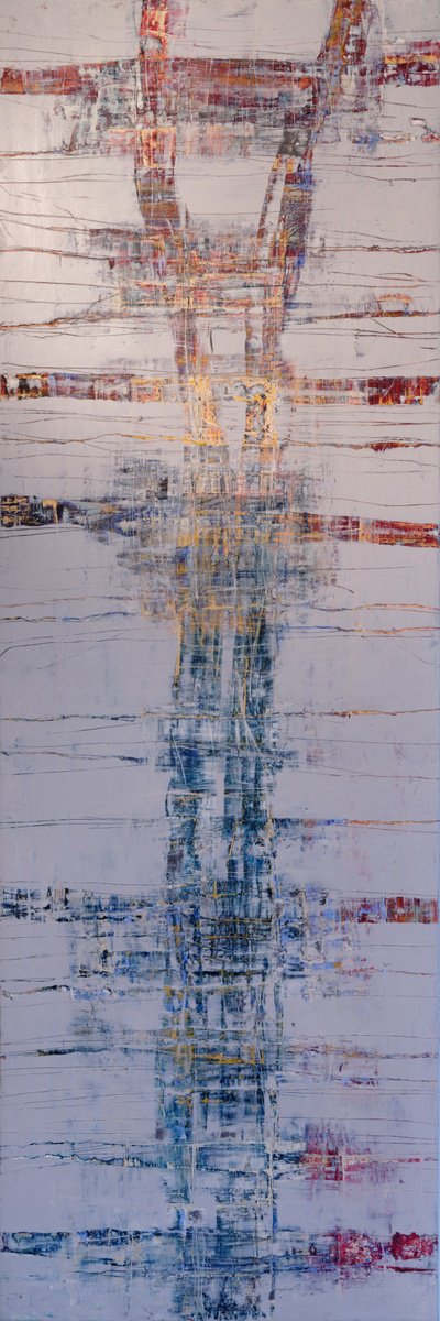 Abstract Oil Painting By Martin Sieverding, 20 X 59", Untitled, Original Artwork