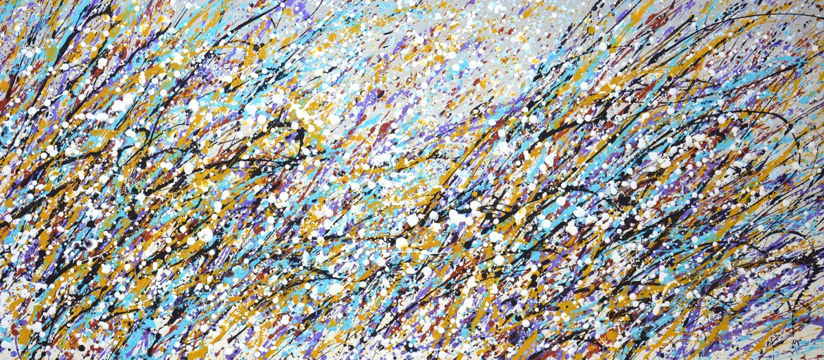 Expressive Abstract Acrylic Painting By Iryna Kastsova, 55 X 24, Expression, Original Artwork