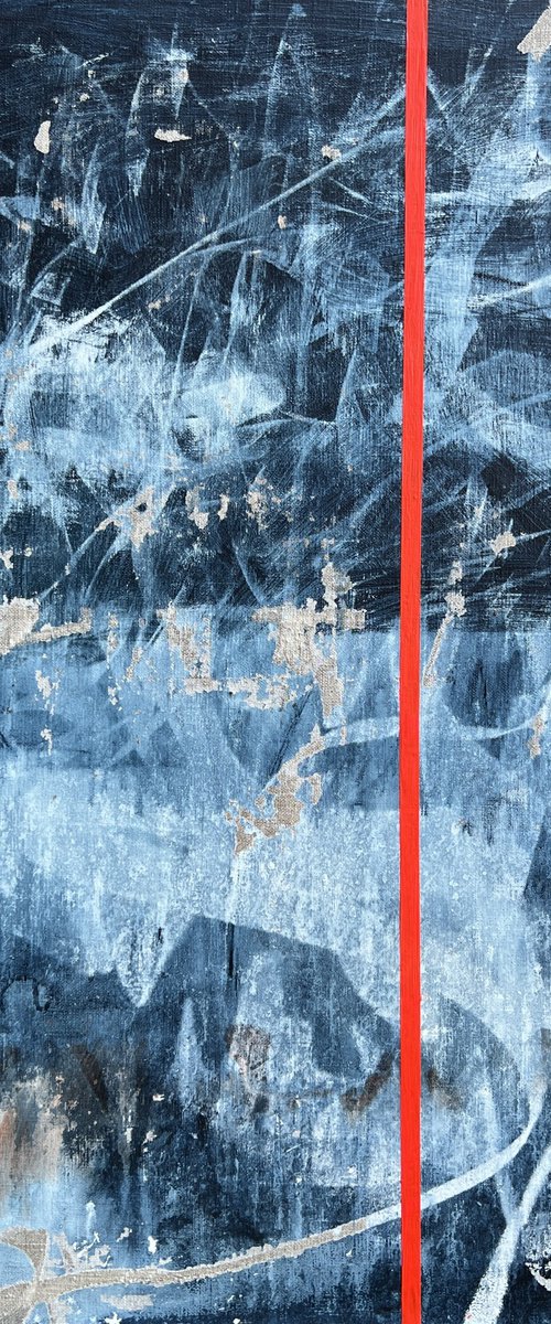 Blue abstract red line by Anastassia Markovskaya
