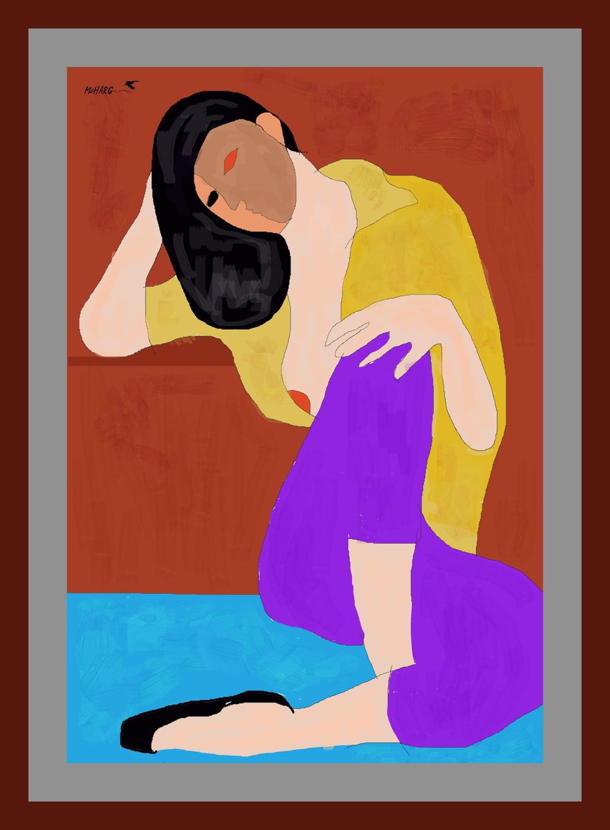 Expressive Portrait Painting By Joe Mcharg, 30 X 42, Lost In Thought, Original Artwork