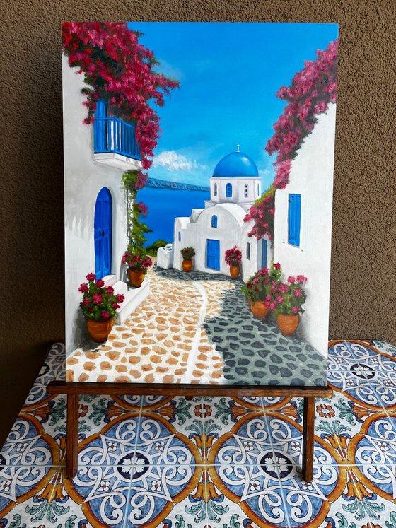 Santorini Light: Domes and Cerulean Blues