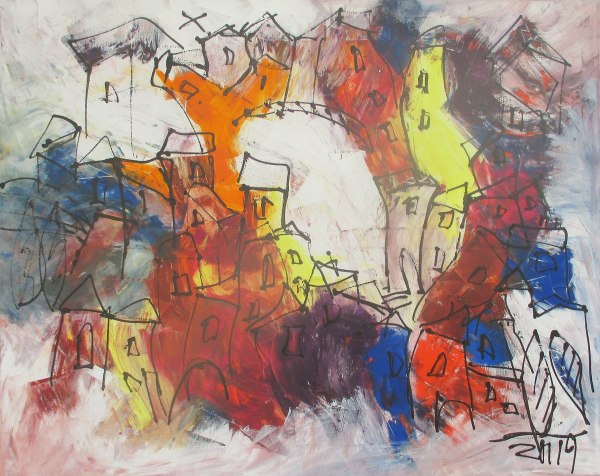 sunny italian city - oilpainting 80x100cm 31,5 x 39,3 inch by Sonja Zeltner-Muller