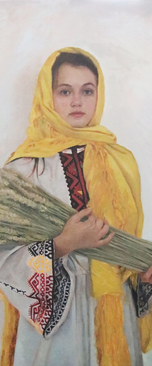 Girl with sheaves of wheat by Radosveta Zhelyazkova