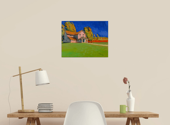 Farmhouse in Midwest. Windy Day