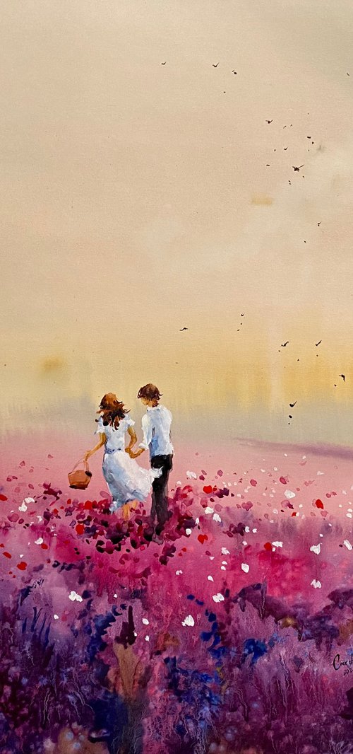 Sold Watercolor “Lavender love story” perfect gift by Iulia Carchelan