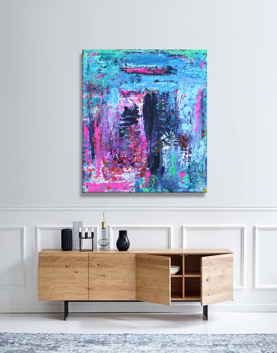 Abstract Acrylic Painting By Mir-Jan, 28 X 32", Abstract 75, Original Artwork