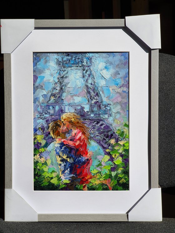 Painting Gift - Love in Paris, original oil artwork