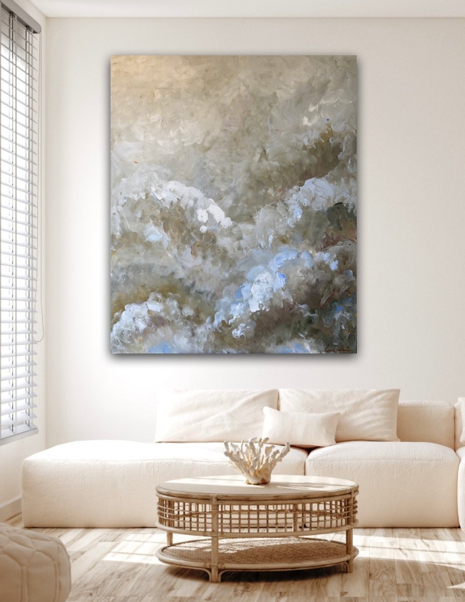 Abstract Landscape Acrylic Painting By Ivana Gigovic, 39 X 47, Still Horizons, Original Artwork