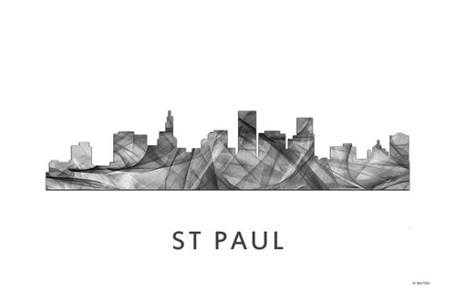 St Paul Minnesota Skyline WB BW by Marlene Watson