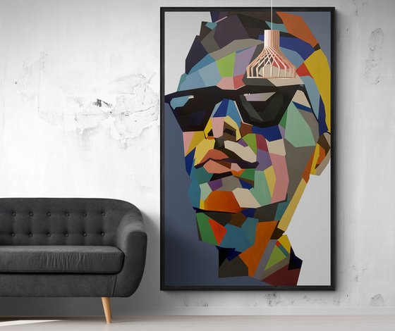 Super Big XXL Painting - "Summer portrait" - Pop Art - Bright - Portrait - Geometric painting