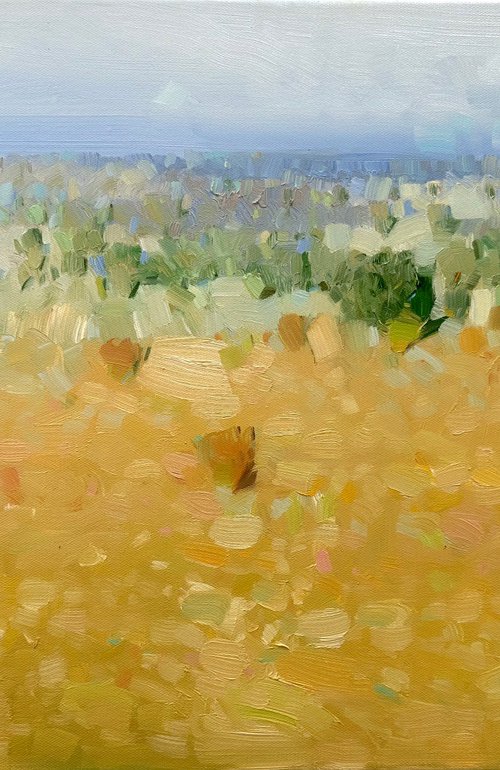 Ochre Hill, Original oil painting, Handmade artwork, One of a kind by Vahe Yeremyan