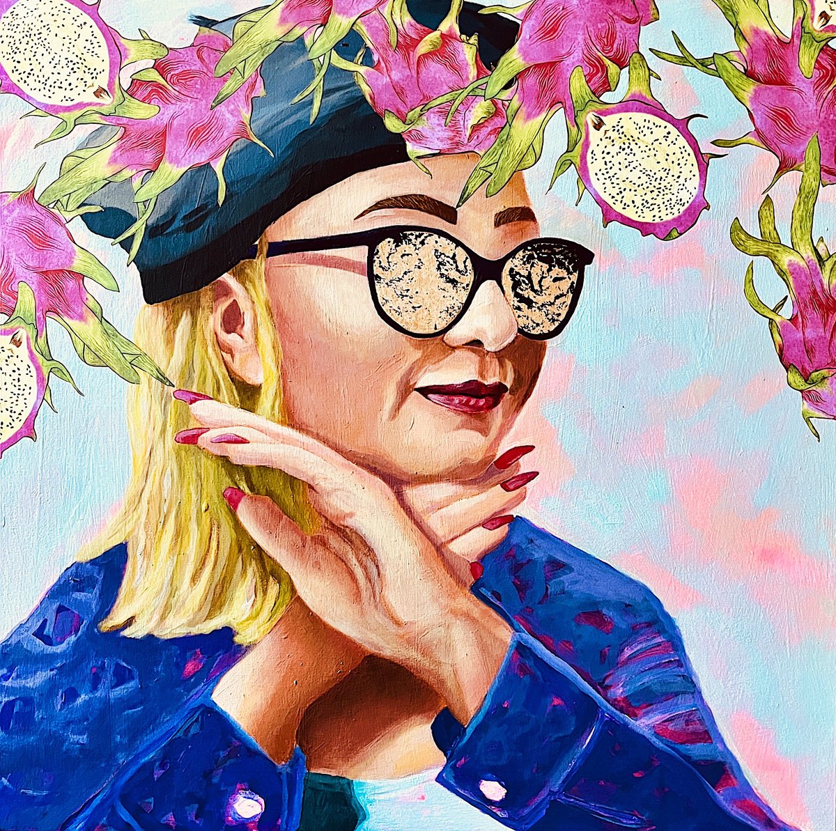 Urban And Pop Portrait Acrylic Painting By Marita Tobner, 24 X 24", Alona