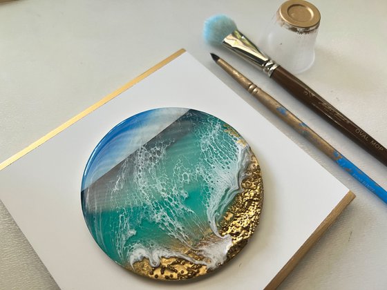 "Little wave" #6 - Miniature round painting