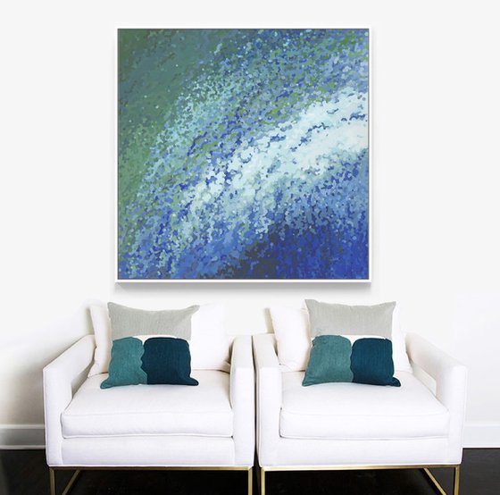 Ocean City Surf Large 60 x 60 Framed Abstract Seascape