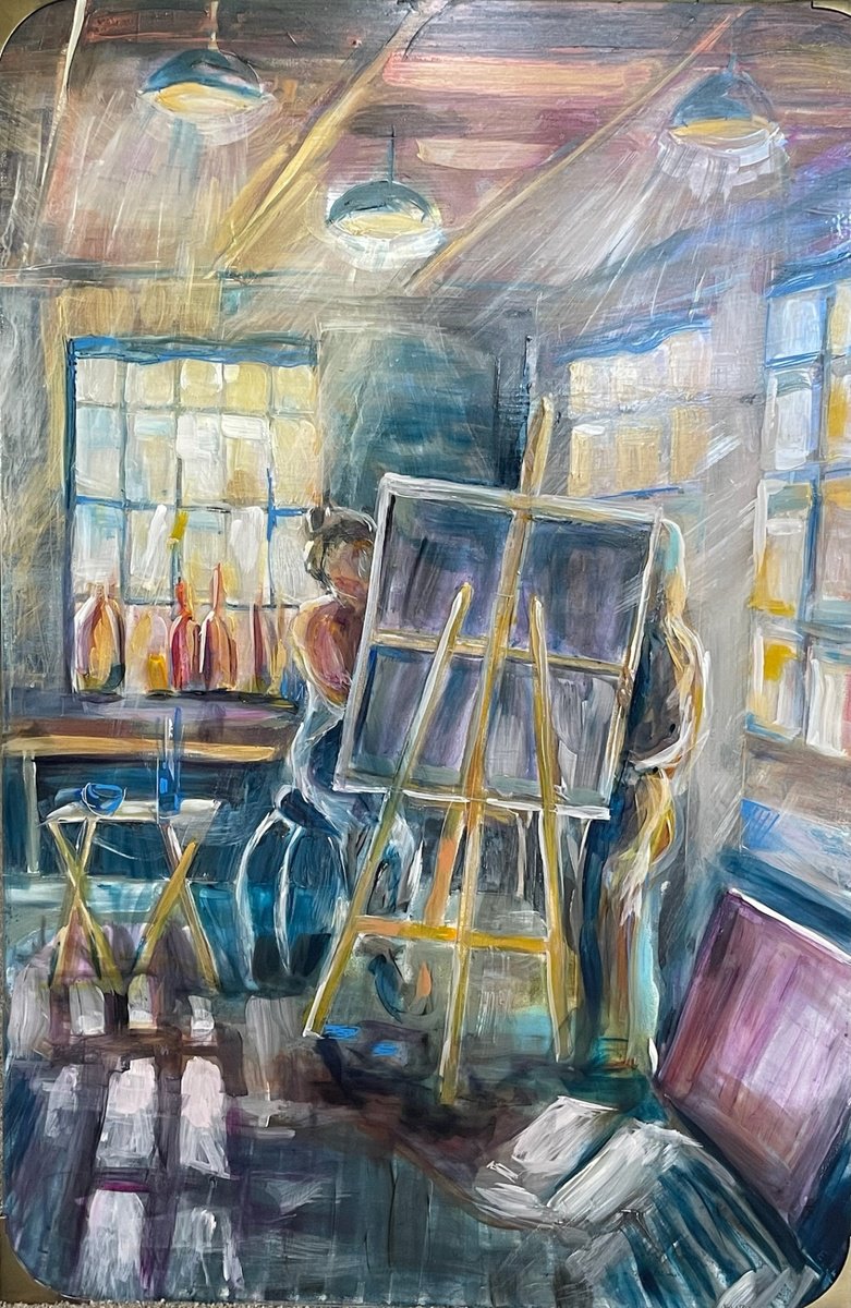 Impressionistic Portrait Painting By Eliry Arts, 24 X 36, Light In The Studio, Original Artwork